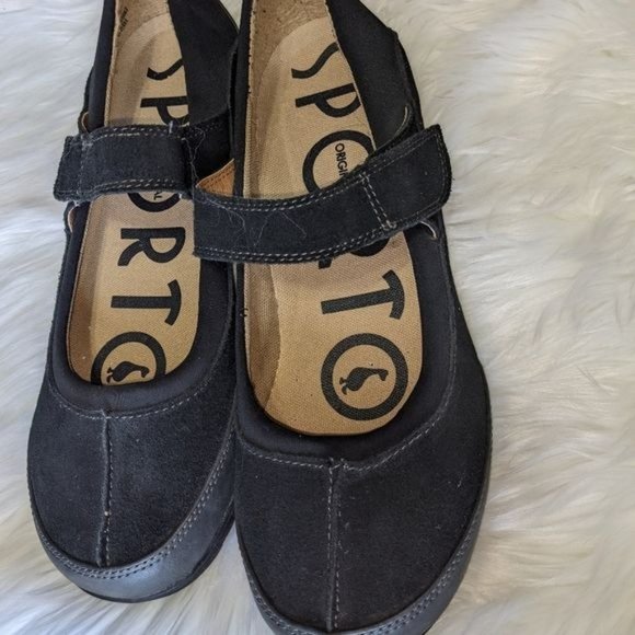 SPORTO ORIGINAL JENNA LEATHER MARY JANE FLATS SANDALS SHOES BLACK SIZE 11M - Picture 8 of 11
